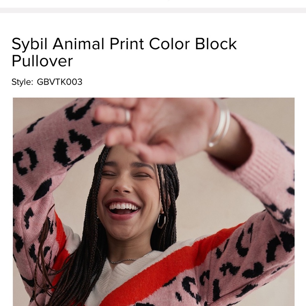 Sybil Animal Print Color Block Pullover Style: GBVTK003 - Picture 5 of 6